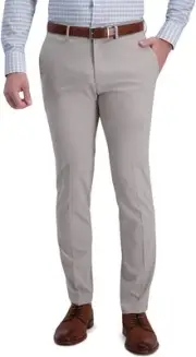 Kenneth Cole Reaction Men's Slim-Fit Stretch Heather Glen Plaid Pants Stone-3332