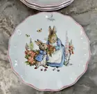 Peter Rabbit And Mom Dinner Plates Set Of 4 In The Flower Garden Pink Rim New