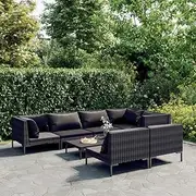 Patio Furniture Sets 8 Piece Garden Lounge Set with Cushions Poly Rattan Dark Grey