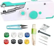 Portable Sewing Machine 505A Mini Hand Sewing Machine with Quick Stitch Suitable for Clothes, Fabrics, Curtains.Powered by Cable or AA Batteries (Not Included)