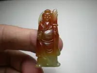 在飛比找Yahoo!奇摩拍賣優惠-圓如玉珠寶------天然A貨冰種紅翡關公緬甸玉珮