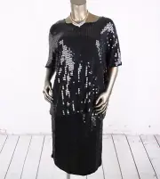 NWT VALERIE STEVENS 2X Womens 2PCS Black Sequin ShortSleeve Formal Skirt Set 22