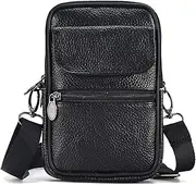 [BRUIQIM] Men's Shoulder Bag,Genuine Leather Vintage Crossbody Bags For Man, Men Crossbody Handbag Sling Satchel Bag with Zipper For Work Travel Holiday Business,Multi-pocket Waist Pack For Hiking Camping Pouch