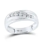 14k White Gold Round Diamond Wedding Band 1/4 Cttw