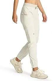 [smawell] Women's Cargo Hiking Pants Stretchy Lightweight Convertible Joggers for Women Petite Khaki