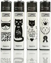 Gas refillable normal flame large lighter set of four Cats