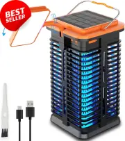 Solar Bug Zapper LED Light, Waterproof, Rechargeable Mosquito Killer, Outdoor