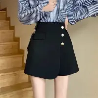 在飛比找蝦皮購物優惠-【F-store】黑色西裝短褲女春季2024新款時尚不規則高