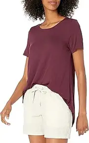 [Amazon Essentials] Women's Relaxed-Fit Short-Sleeve Scoopneck Swing T-Shirt (Available in Plus Size)