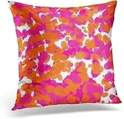 Jbralid Colorful Color Bold Girly Hot Pink Fuchsia Orange Paint Vibrant Pillow Cover Hidden Zipper Cotton Indoor Throw Pillow Case Cushion 20x20 in