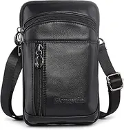 Hengwin Leather Crossbody Shoulder Bags Men Belt Clip Phone Holsters Case Belt Loop Pouch Waist Bag Pack for iPhone Xs Max XS 8 7 Plus Galaxy Note 9 8 5 S9/S8 Plus (Black)