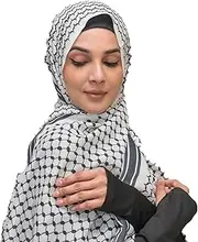 [Generic] Palestinian Keffiyeh Scarf - Chiffon Palestine Keffiyeh | Soft Arab Keffiyeh Headscarf | Unisex Palestinian Scarf, Palestine Wraps, Arab Wrap for Daily Wearing, Parade, School