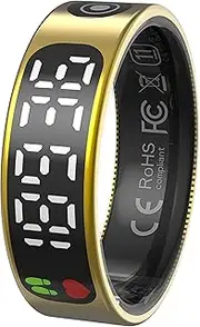 Smart Ring for Men Touchscreen Health Ring Heart Rate Monitor Sleep Tracker Gesture Control for Scrolling Videos Fitness Tracker Ring Pedometer IP68 Waterproof Compatible with iOS Android Phones