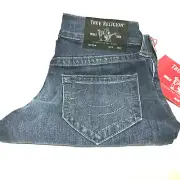 True Religion Mens Geno Relaxed Slim No Flap Blue Jeans 103283