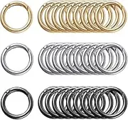 30Pcs Metal Spring O Rings Round Carabiner Keyring, BetterJonny 28mm Spring Keyrings Buckle Snap Clip Trigger for Keychain Bags Purse Craft DIY Accessories(3 Colors)