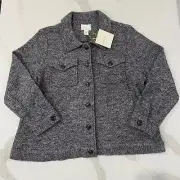Cynthia Rowley NWT Button Up Jacket Blazer Shacket Gray Wool/Rayon Women’s 2X