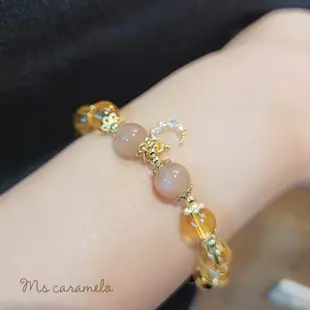 【焦糖小姐 Ms caramelo】黃水晶月光石金太陽石(水晶手鍊)