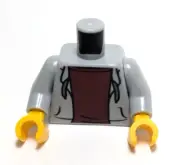 Lego - Minifigure Torso - Grey / Dark Red, Hoodie Jacket