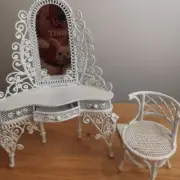 2PC 1/12 Scale Dollhouse Miniatures Furniture Vintage Palace Dressing Table Kit