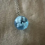 One Airplane In The Blue Sky White Cloud Necklace Transparent Ball Shape Resin