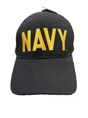 Navy Blue / Gold US Navy Hat Adjustable USN Embroidered Military Baseball Cap
