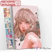 Paint By Numbers Kit Woman Girl Flower Nature DIY Framed Acrylic Canvas Painting
