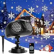 Christmas Projector Snow Light, Highlight Dynamic LED Snowflake Projection, Waterproof Snowfall Spotlight Owl Shape for Xmas Holiday Party Home Garden Landscape, with Remote Control