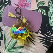 Sanitiser Heart Keychain 75% Alcohol Gel LEMON SODA FIZZ YELLOW 60ml