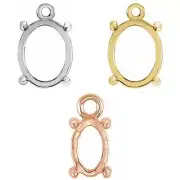 Solid Gold or Platinum Unset Oval Stone 4-Prong Cabochon Dangle Setting Charm
