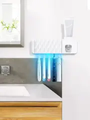 Toothbrush Holders for Bathrooms White Toothbrush Holders with Toothpaste Dis...