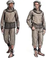 4 Pieces Mosquito Net Suit – Jacket Hood & Pants & Mitts & Socks Sets, Light-Weight & Breathable Mesh Clothing, Black