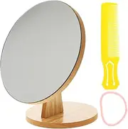TOVINANNA Rotating Wooden Makeup Mirror High-Definition Dressing Table Mirror with Swivel Stand for Cosmetic Use for Makeup Application and Grooming