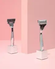 harry's Chrome Winston Razor Handle with Anodized aluminum base STAND