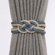 4PCS Magnetic Curtain Tiebacks Buckle Holder Hooks Rope braided Tie Backs Beige Blue