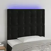 Bed Headboard LED, Beds Head Frame LED Headboard Black 100 cm Velvet