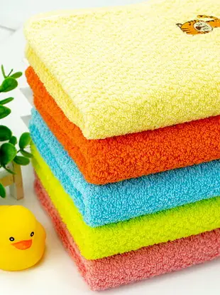 潔麗雅兒童毛巾純棉卡通可愛洗澡家用寶寶毛巾兒童專用長方形 5條
