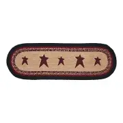 New Farmhouse PRIMITIVE RED STAR JUTE TABLE RUNNER Braided Mat 24"