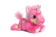 Aurora Vibrant Bright Fancies Jellyroll Unicorn Stuffed Animal - Eye-Catching Fun - Delightful Cuddles - Pink 7 Inches