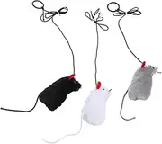 FONDOTIN Sturdy Cat Toys 3 Pcs Plush Mouse Cat Chew Toys for Kitten Play Teasing Random