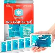 (6 Pack, Blue) - 3 X 5 Reusable Gel Ice Pack/Heat Pack For Hot or Cold Therapy By IceWraps (6 Pack, Blue)
