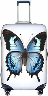 [Pvinnk] Blue Butterfly Print Protective Luggage Cover Elastic Washable Suitcase Protector Travel Gear Protector, White, Medium