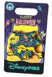 Disney Parks Pluto Spider Web Happy Halloween Pin