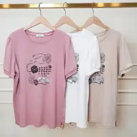在飛比找momo購物網優惠-R.neTs 法式山茶花手工釘珠韓國棉T恤