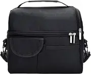 [Imlemao] Black Insulated Lunch Bag Black Lunch Box Tote Bag with Adjustable Strap Reusable Lunch Box for Women Men Kids Leakproof Lunch Bags Portable Thermal Cooler Bag for Work School Picnic Outdoor