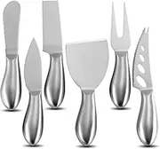 VANRA 6-Piece Cheese Knife Set Mini Stainless Steel Cheese Knives with Butter Spreader and Fork for Charcuterie Boards and Cheese Platters (6-Piece)