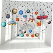 Outer Space Party Decoration Hanging Swirls, Blue Solar System Planet Party