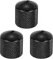 uxcell 3Pcs Aluminum Guitar Knobs Shaft Volume/Tone Black Control Knobs CNC Machined Knurled Design for Electric Guitar Bass Audio Tuning Replacement