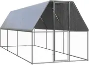 Spacious 2x6x2 m Galvanised Steel Chicken Cage with Water-Resistant Roof, Ample Activity Room, and Extra Security for Chickens, Hens, Ducks, and Other Small Animals, Outdoor Enclosure