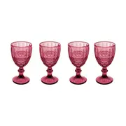 4PK Casa Domani Gabriella Wine Goblet Glasses Elegant High Quality - Pink
