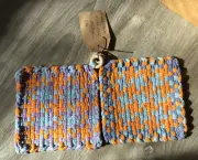 414 Handmade Potholders Cotton Woven Loom Hot Pads Oven Mitt wood hangers